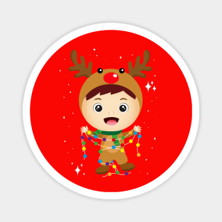 Boy in a deer dress. merry christmas! Magnet